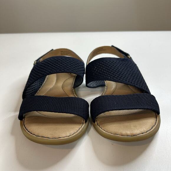 Born Women's 7M Hanz Sandals Navy Blue Slingback Knit Leather Flat - Picture 2 of 7